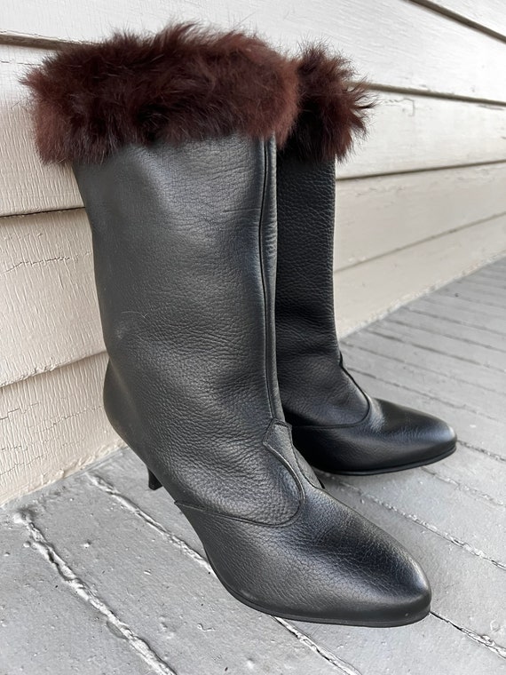 1970s Deadstock Lined Leather Winter Boots with F… - image 10