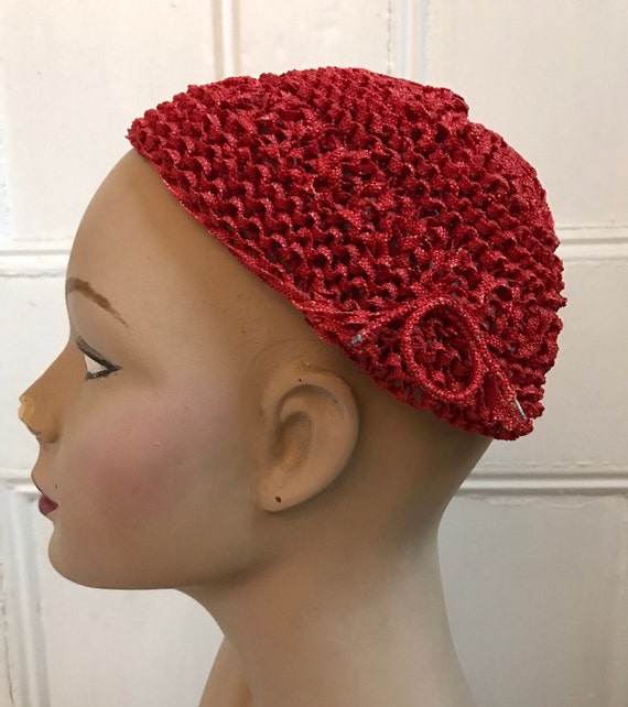 1920s Red Straw Cloche | Rare Vintage Jazz Age Hat - image 3