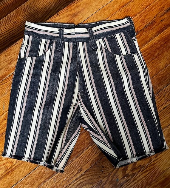 1960s Dude Striped Denim Shorts | Kid’s Size 16/W… - image 2