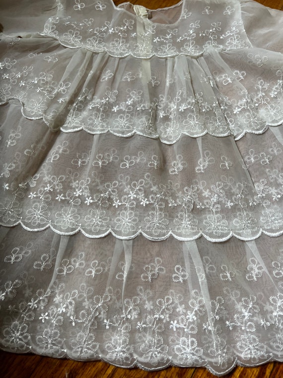 1950s Sheer Off-White Baby Dress | Baptismal Gown - image 2