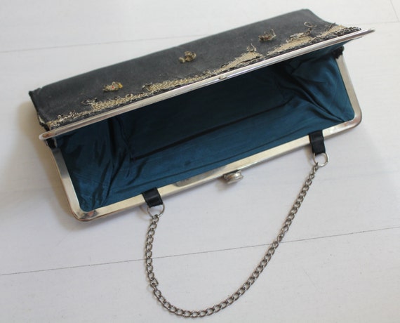 1930s Silk Satin Handbag with Gold Bullion Detail… - image 3