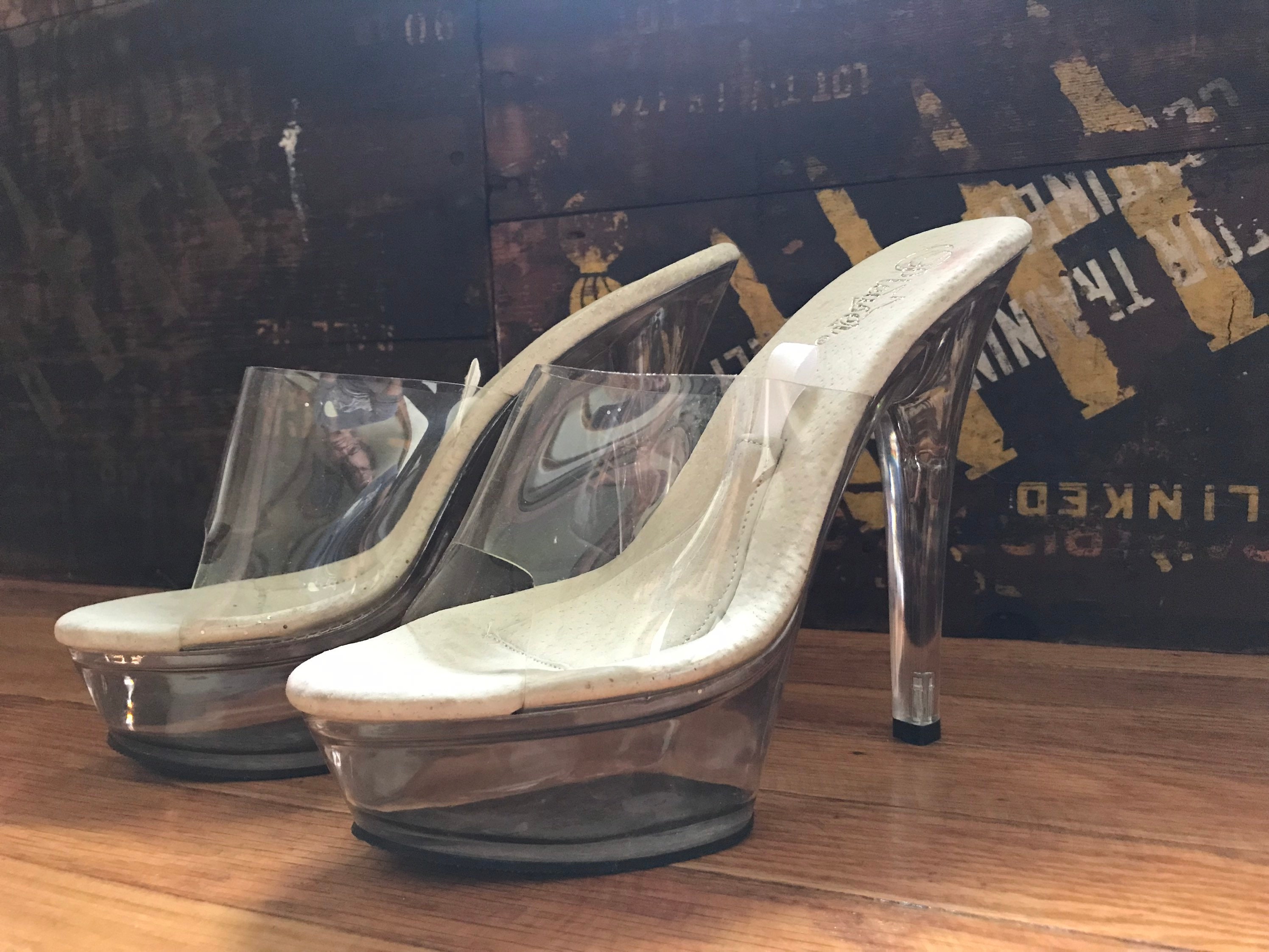 Lucite mule best sale heels