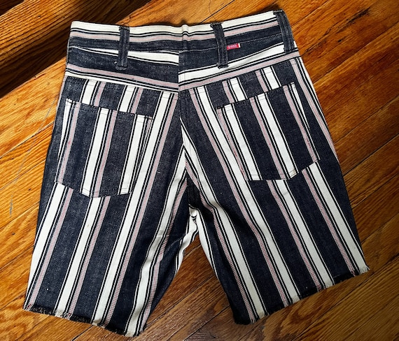 1960s Dude Striped Denim Shorts | Kid’s Size 16/W… - image 1