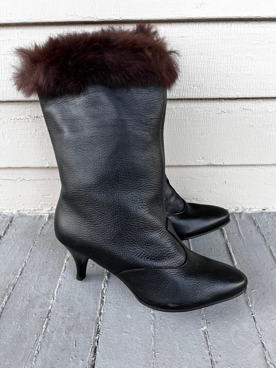 1970s Deadstock Lined Leather Winter Boots with F… - image 8