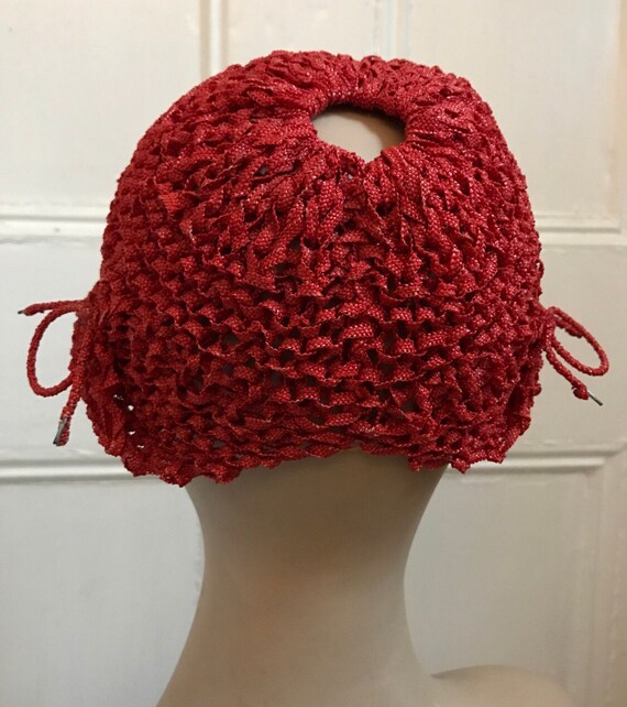 1920s Red Straw Cloche | Rare Vintage Jazz Age Hat - image 2