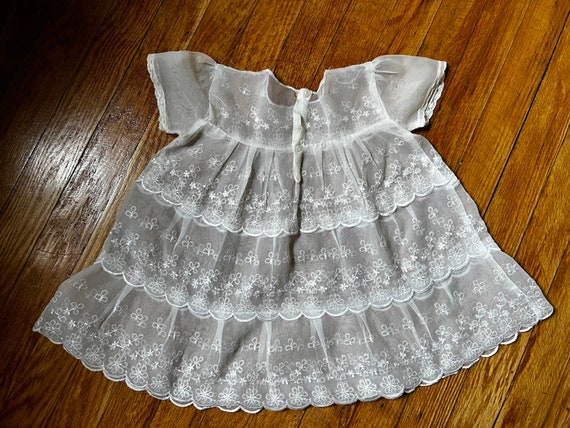 1950s Sheer Off-White Baby Dress | Baptismal Gown - image 5