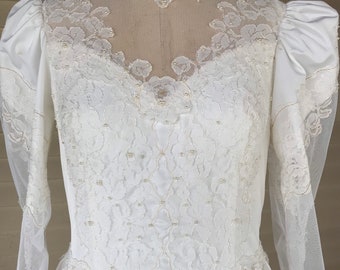 1980s Princess Bride Wedding Gown with Full Train