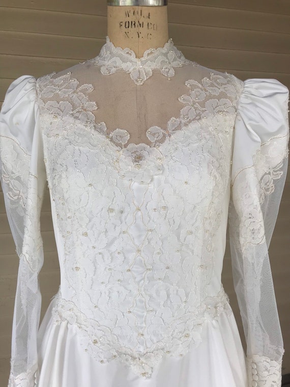 1980s Princess Bride Wedding Gown with Full Train