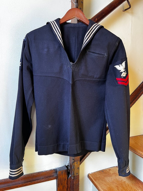 1940s Navy Blue 100% Wool Sailor Jumper | Dress Un