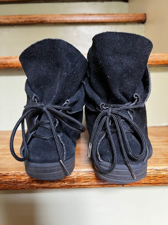 1980s Black Suede Moccasins - image 4