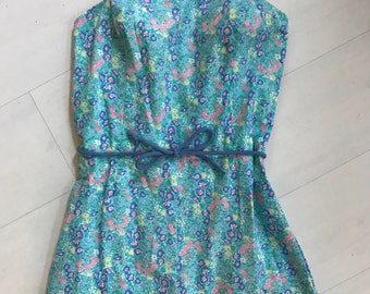 1970s Sea Waves Floral Playsuit/Swimsuit | Vintage Romper