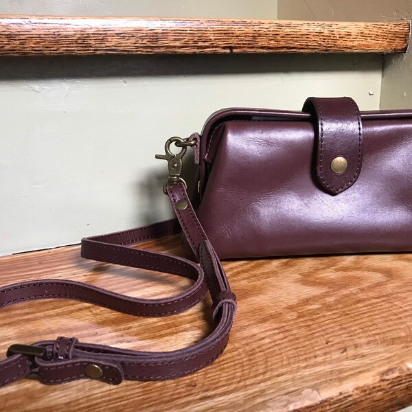 Vintage Leather Mini Doctor Style Bag with Shoulder Strap