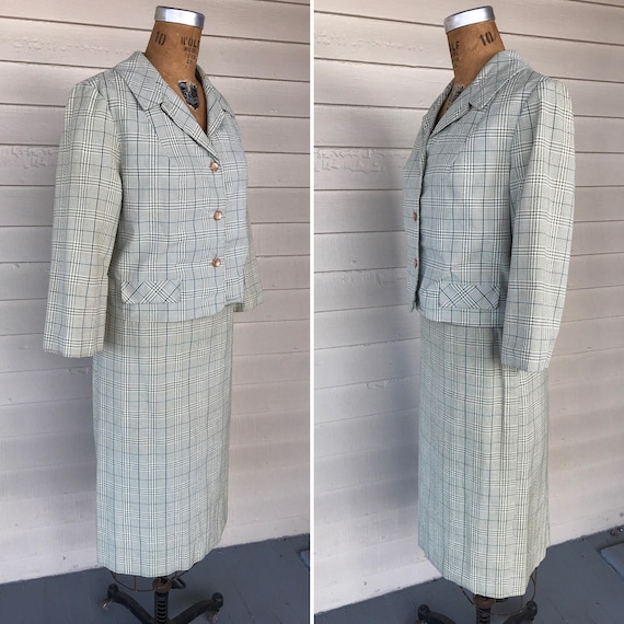 1950s Womens Two-Piece Plaid Seersucker Suit