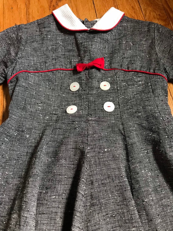 1940s Girl's Tweed Dress with Red Bow by Cinderell