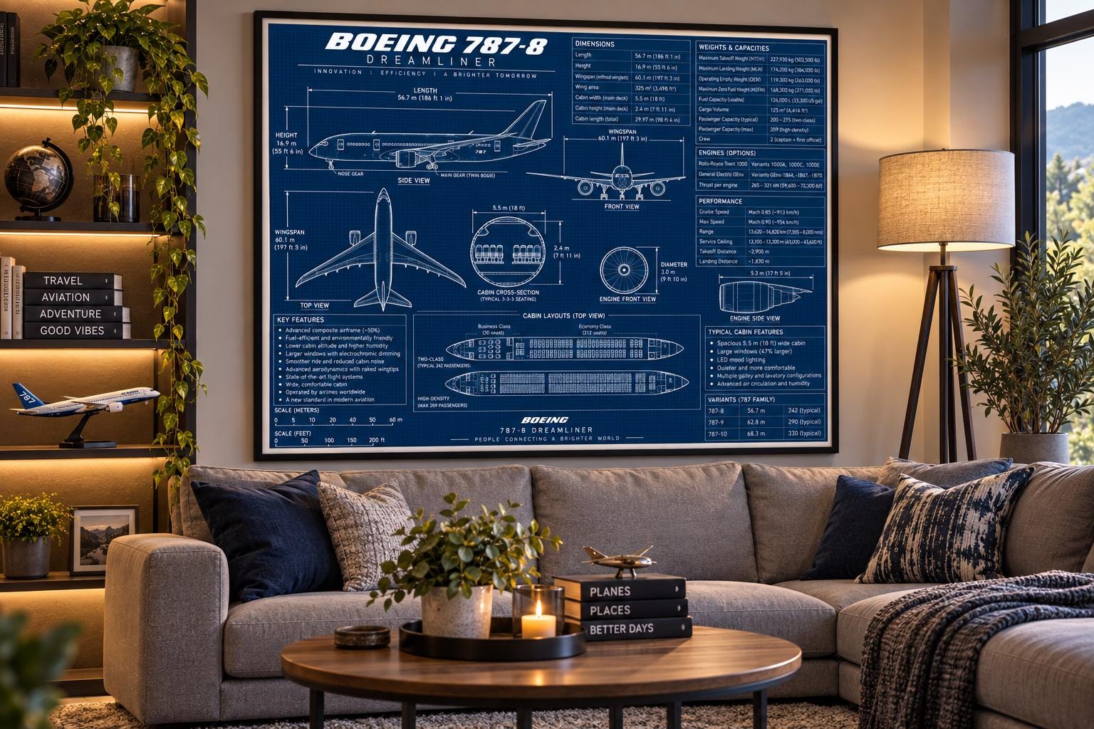 Boeing 787 blueprint - Etsy 日本