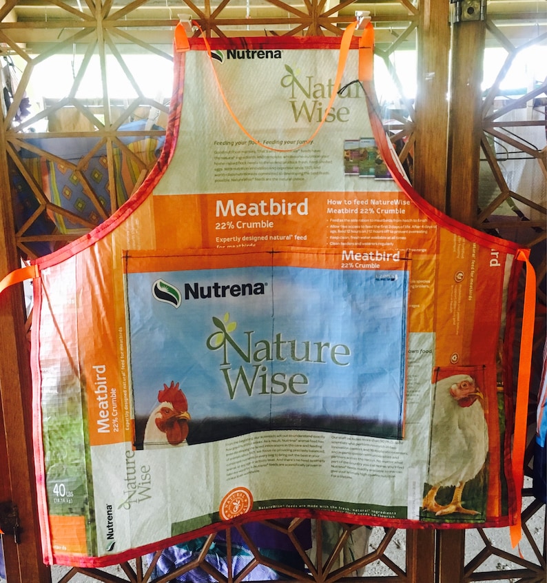 Recycled Feed Bag Apron With Pockets and Glasses Loop Free Shipping Etsy