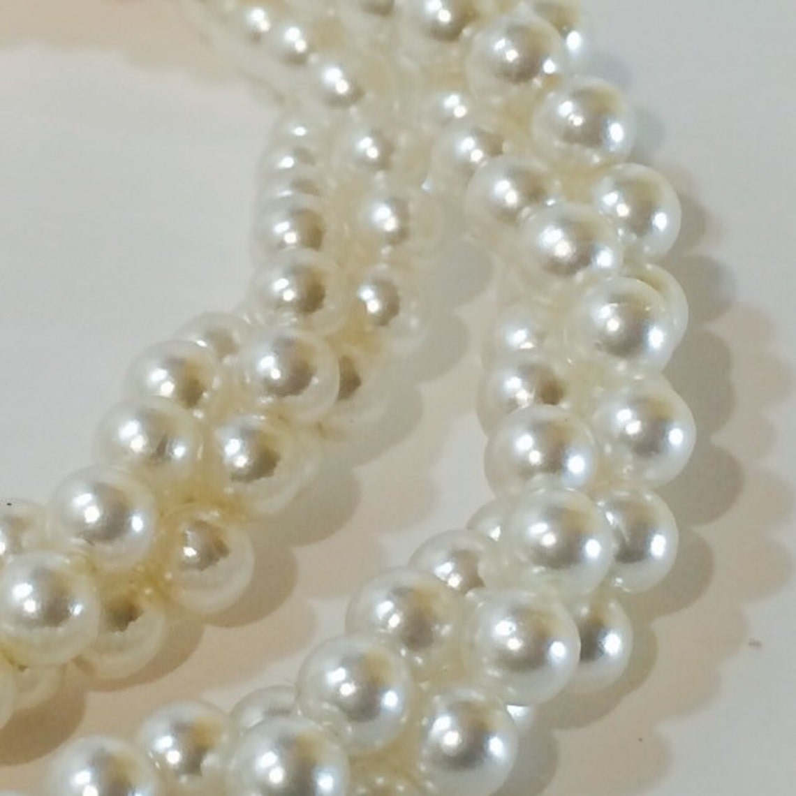 Vintage Long White Pearl Necklace 3 Twisted Strands of Classic Etsy