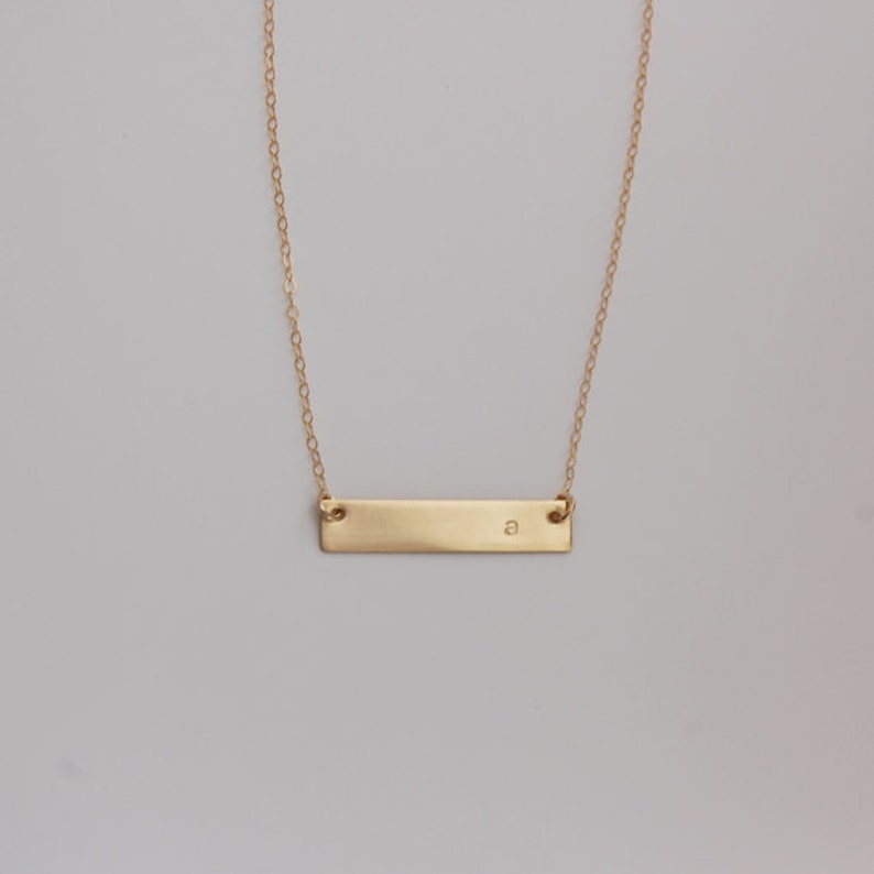 Gold bar name plate or initial personalized necklace Etsy