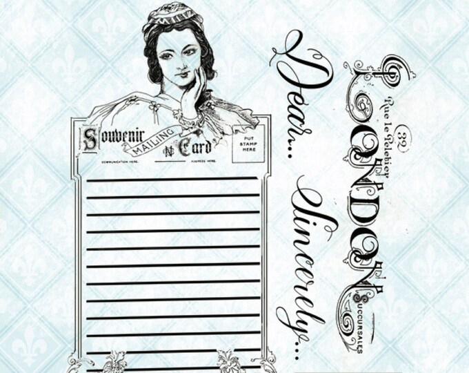 Writing Letter Stamp Jane/'s Memoirs Stamps Blue Fern Jane/'s Memoirs London STAMPS Blue Fern Studios Letter Writer Stamps Lady Stamp