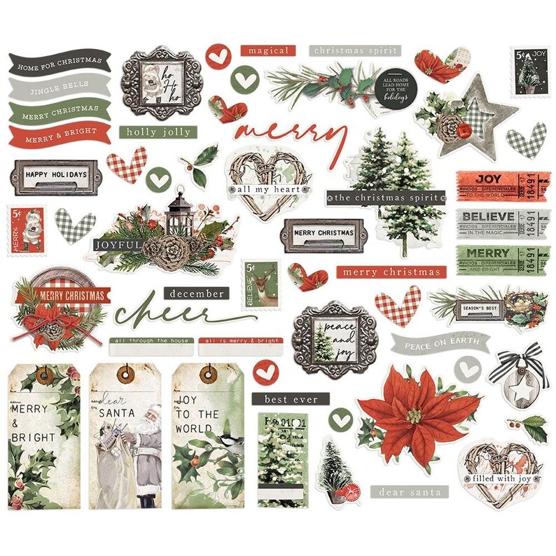 Christmas DIE CUTS Rustic Christmas Die Cuts Simple Vintage Etsy