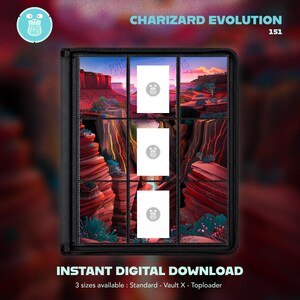 Charizard Evolution Line Inspired Extended Art | 151 Set | Printable Art for 9-Pocket Binders