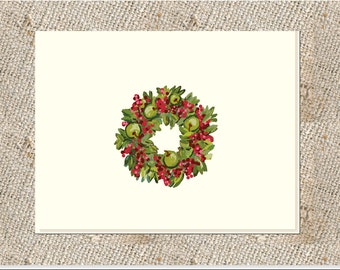 Personalized Holiday Notes – Wreath Stationery Set