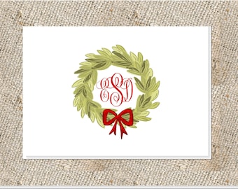 Holiday Monogrammed Stationery - 25 folded notes/envelopes, Christmas Notes, Holiday Notes, Christmas Stationery, Holiday Stationery