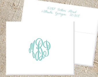 Empress Monogram Stationery - 25 notes & envelopes, Personalized folded notes, Monogrammed stationery