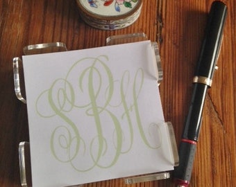 Mini Memos with Acrylic Holder; Note paper with holder; Memos in Lucite holder; Lucite holder with note paper; Paper in Acrylic Holder