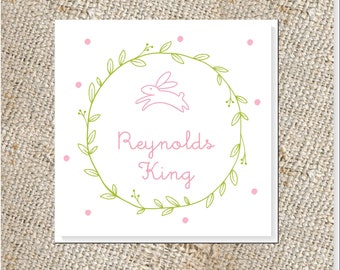 Children's Personalized Gift Cards -  25 cards; Gift Enclosures for Kids; Bunny Gift Tags; Gift Cards for girls