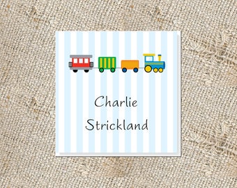 Children's Personalized Gift Cards -  25 cards; Gift Enclosures for Kids; Train Gift Tags; Gift Cards for Boys