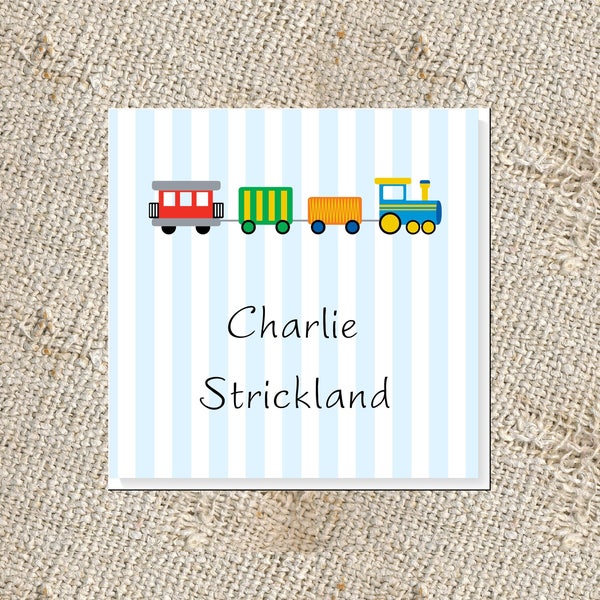 Children's Personalized Gift Cards -  25 cards; Gift Enclosures for Kids; Train Gift Tags; Gift Cards for Boys