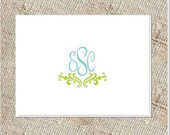 Monogrammed Folded notes or cards  - 25 cards & envelopes
