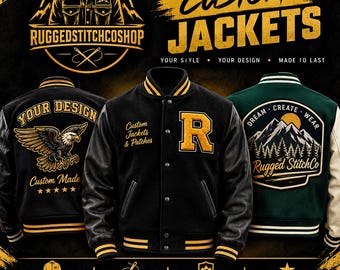 Chaqueta universitaria personalizada, chaqueta bordada, parche trasero personalizado