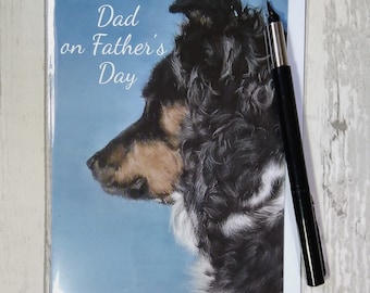 Father's Day card. Border Collie card. Printed card. Greetings card. With love Dad on Father's Day.