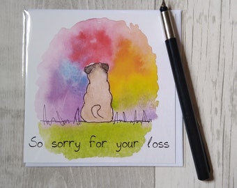 Pug memories Sympathy card. Pug loss card. Pug sympathy card. Dog loss card. Dog bereavement card. Printed card.