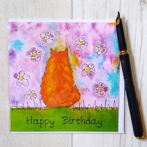 Maine Coon Birthday card. Red Maine Coon card. Printed card. Happy Birthday card.