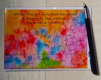 Pet sympathy card, Pet loss card, Pet bereavement card, Dog loss card, Dog memorial, Cat loss card, Cat sympathy, Rainbow Bridge