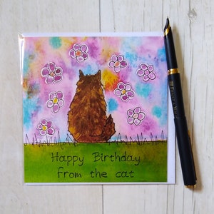 Maine Coon Birthday card. Brown Maine Coon card. Printed card. Happy Birthday from the cat card.