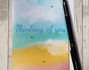 Thinking of you card. Sympathy card. (Printed) Sky picture.