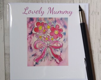 Lovely Mummy card. Birthday card. Greetings card. Blank card. Flower card. Floral card. (Printed card)