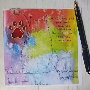 Maine Coon sympathy card and paw print sun catcher gift set. Maine Coon loss, Maine Coon bereavement, Maine Coon memorial, Cat loss.