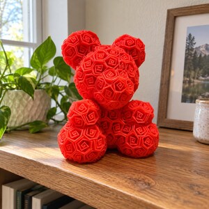 Rosenbjörnsskulptur, blommig nallebjörnsstaty, romantisk presentdekoration