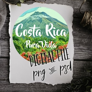 Costa Rica Pura Vida Digital Download, Costa Rica Clip Art, Costa Rica Volcano Art, Costa Rica Seal, Costa Rica Clipart