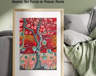 Póster del Árbol de la Vida Tántrico, Arte Mural Espiritual Psicodélico, Estampado de la Serpiente Kundalini, Arte para la Meditación, Árbol Ojo Surrealista, Decoración Boho Zen