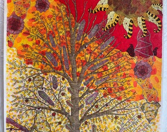 Arte mural imprimible del Árbol de las Visiones de Cristal, obra de arte psicodélica original dibujada a mano, decoración tántrica alucinante para el hogar, póster artístico.