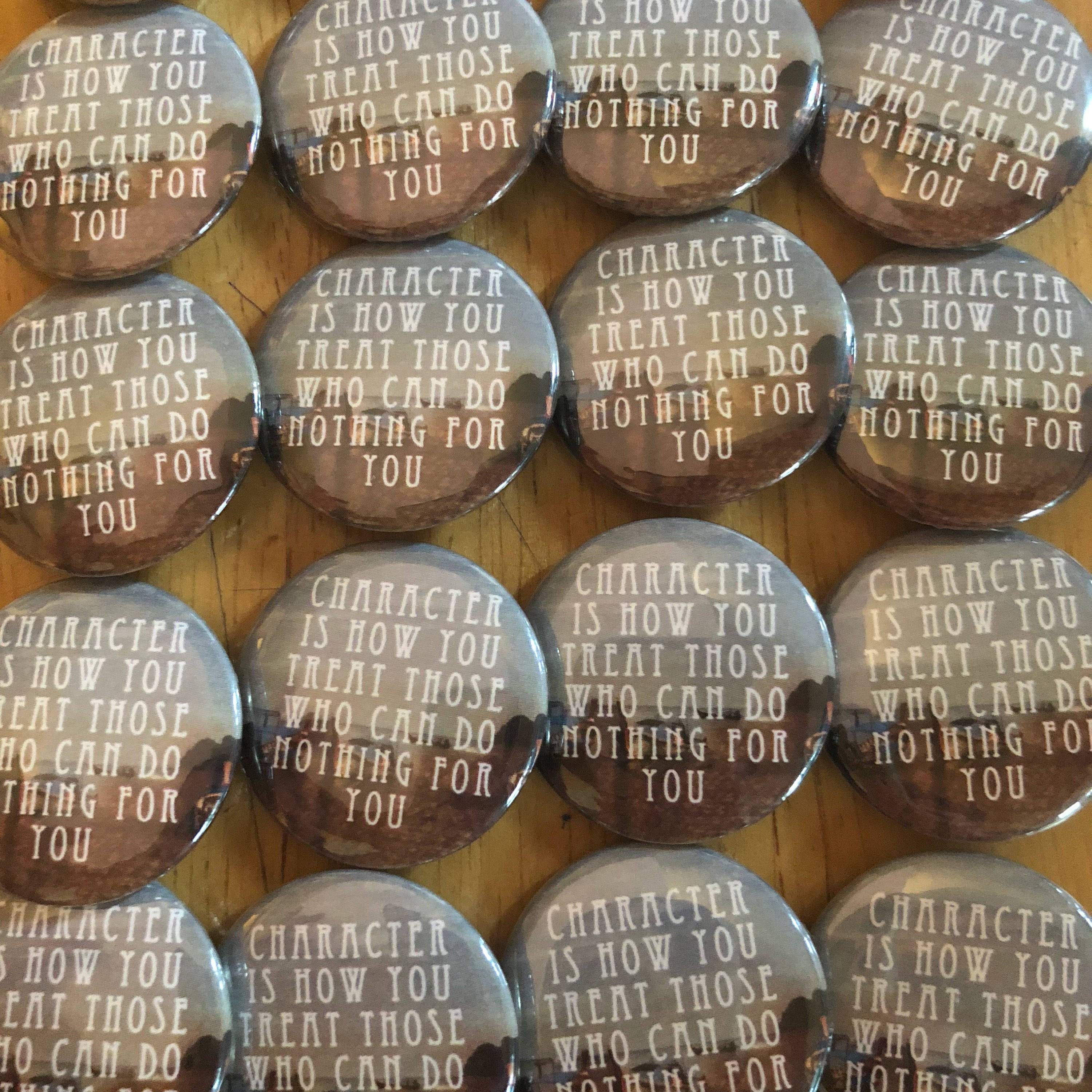 Character Definition Pinback Button Kindness Keychain Love Etsy