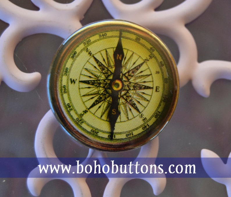 Compass Pinback Button Travel Adventure Keychain Etsy