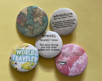 World Traveler Pinback Button Set