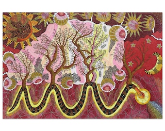 Póster de la Serpiente del Jardín del Edén, lámina de arte espiritual bíblico, arte mural de la Serpiente Kundalini, árbol de la vida psicodélico, decoración mística para la meditación.